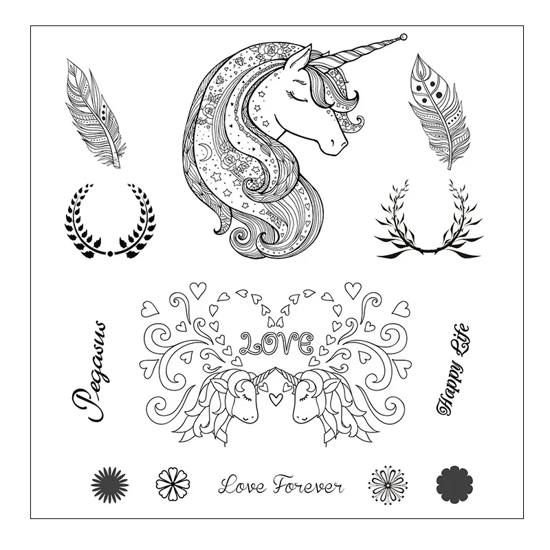 

Love Unicorn Transparent Clear Stamps / Silicone Seals Roller Stamp for DIY Scrapbooking Photo Album/Card Making