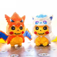mini blocks cartoon pokemon pikachu auction figures brick anime brinquedos for children christmas gift girl present original box