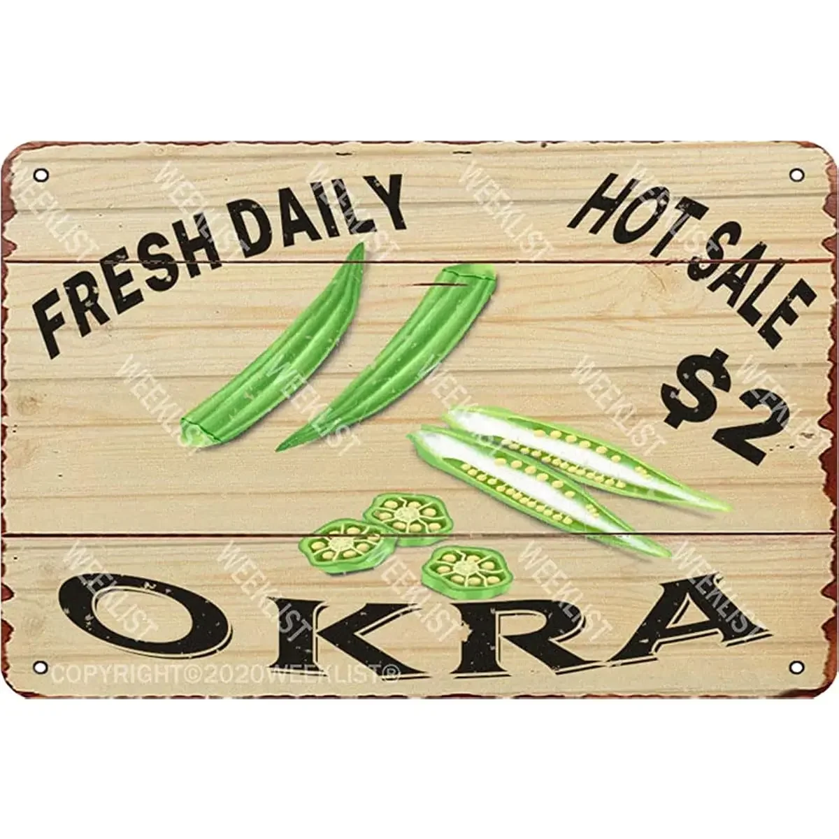 Okra Fresh Daily 2 Лидер продаж 1 Оловянная вывеска в стиле ретро металлическая