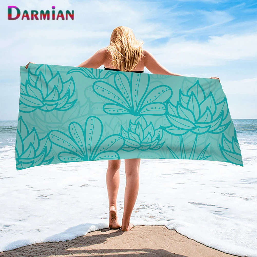 

DARMIAN Cute Bath Towels Adults Kids Sports Cotton Soft Large Microfiber Quick Dry Towel Cartoon Plant Print Beach Surfing Towel