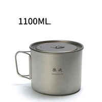 1100ml short handle titanium cup mouth portable drinking water tea coffee cup can be burned self driving travel camping picnic
