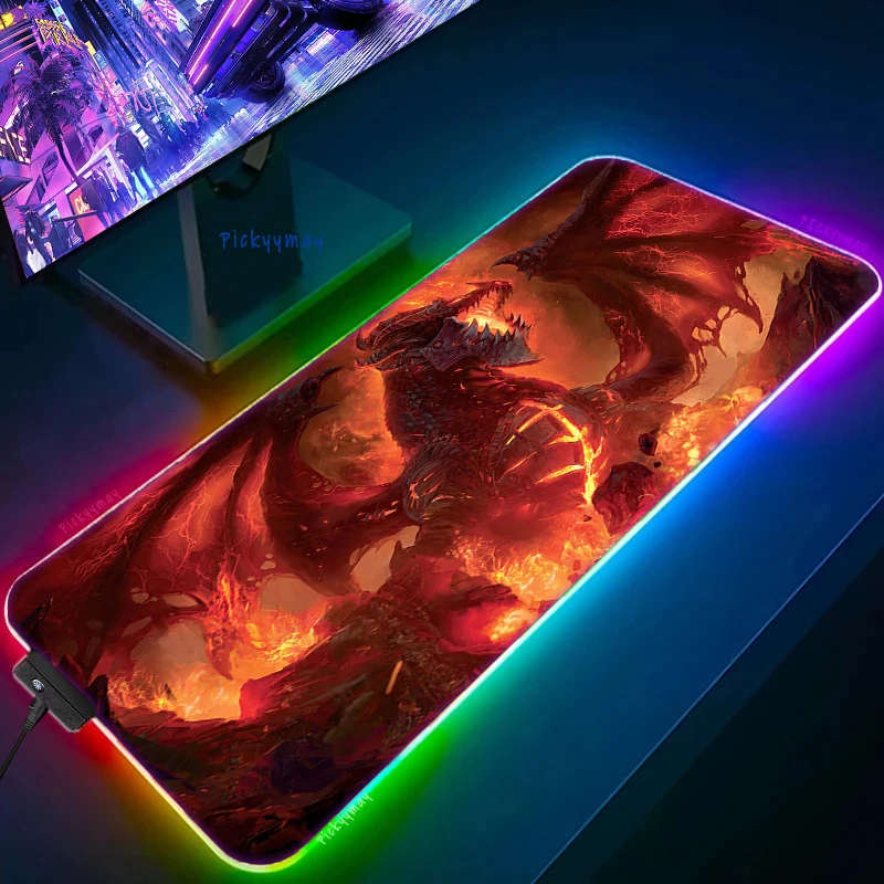 

World Of Warcraft RGB Large Gaming Mousepads Luminous Mouse Pad Big LED Mouse Mat PC Gamers Deskpad Backlit Keyboard Mats WOW