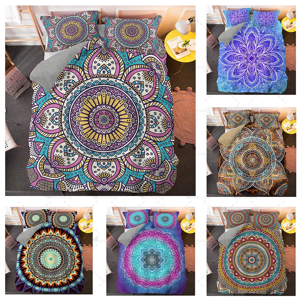 3D Design Custom Mandala Bedding Sets Indian Comforter Covers Soft Fabric Twin Full King Queen Double Single Size Home Textile