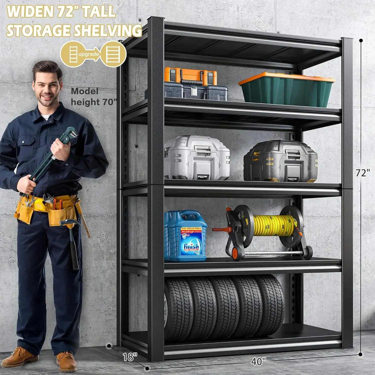 Стеллажи для гаража 40 дюймов 72 дюйма 2000 фунтов
