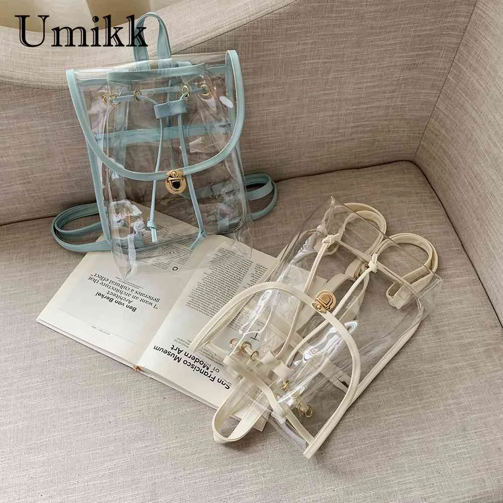

Модный женский прозрачный рюкзак, школьные портфели из ПВХ на шнурке, однотонная сумка на плечо для подарка на день рождения, лето