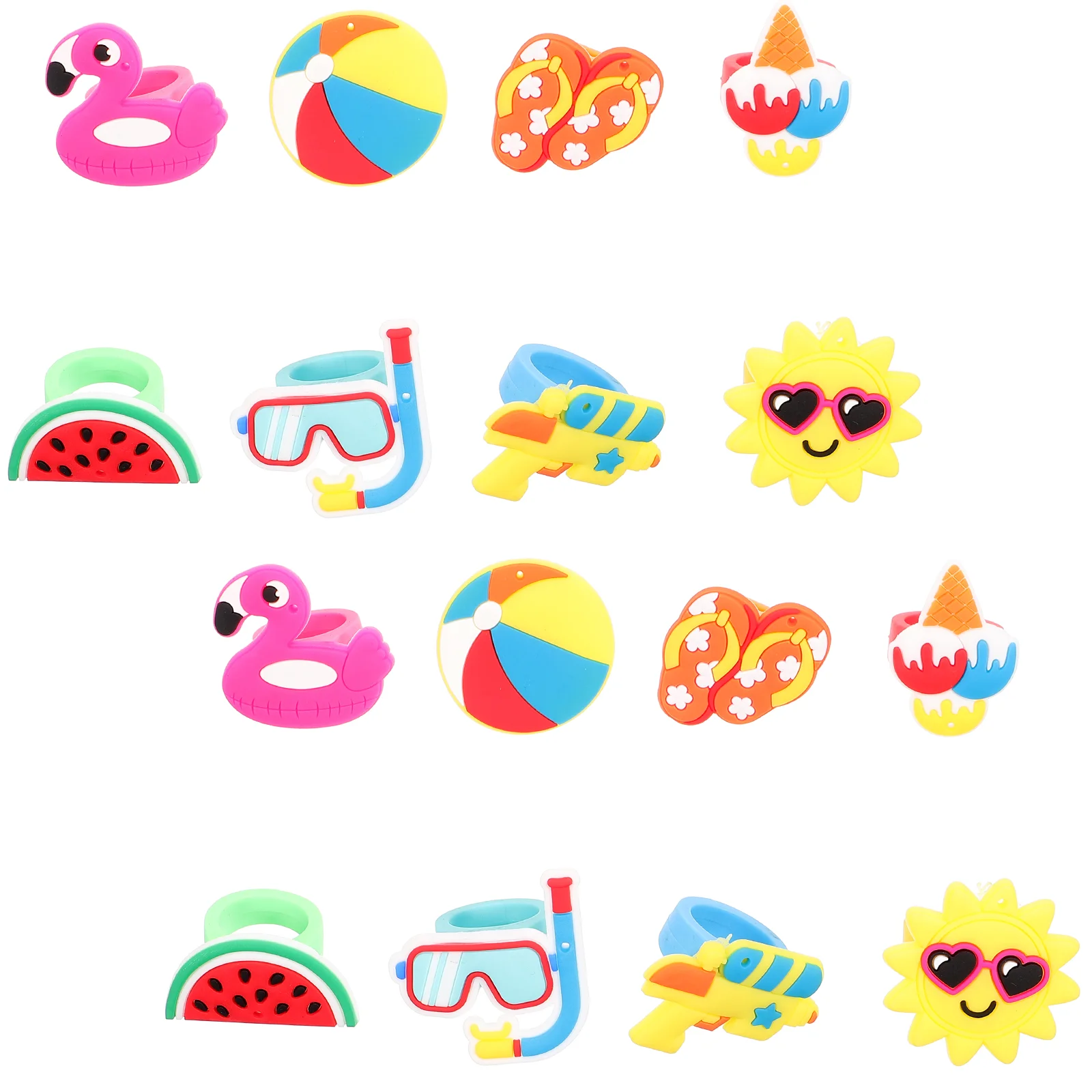 

20 Pcs Sunflower Cartoon Rings Kids Finger Jewelry Adjustable Girl Toy Pvc Toddler Decor