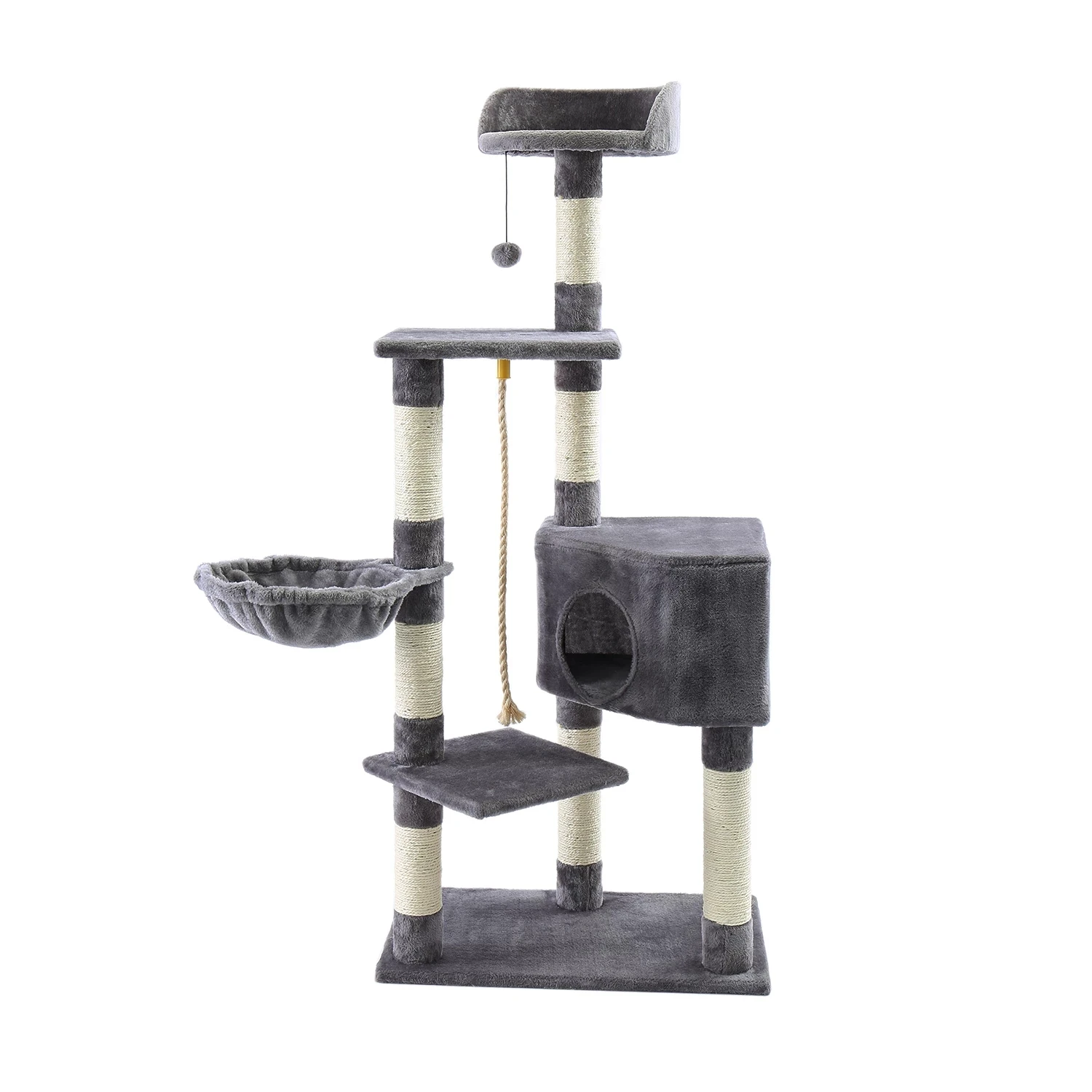 

Large Cat House Tower Pet Tree Toy with Hammock Climbing Scratching Stick and Scratching Post Painting Home Decor