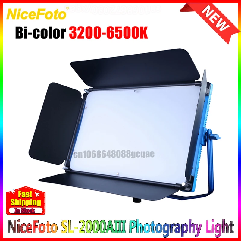 

NiceFoto SL-2000AIII 100W Outdoor LED Video Light Bi-color 3200-6500K CRI 95 LED Panel for YouTube LED Studio Photography Video