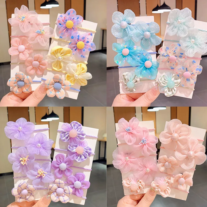 

10PCS New Fashion Flowers Girls Kids Cute Elastic Hair Bands Children Hair Ties Princess Hair Accessories Baby Headwear