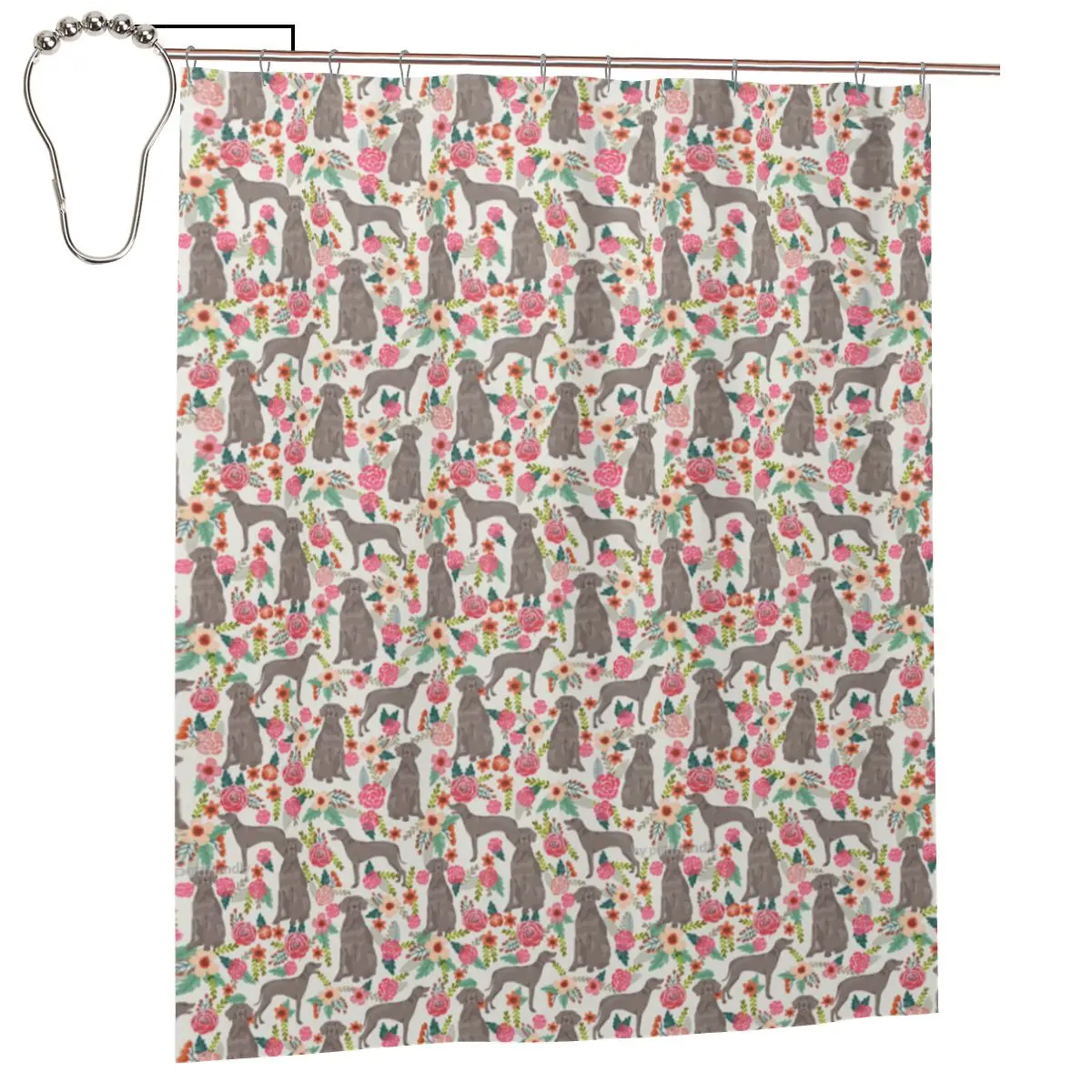 

Weimaraner Shower Curtain for Bathroon Personalized Funny Bath Curtain Set with Iron Hooks Home Decor Gift 60x72in