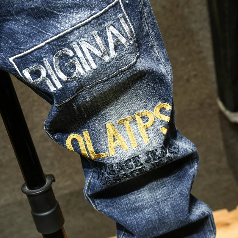 Men's Jeans Retro Slim Fit Denim Pants Bicycle Stretch High Quality Men's Straight Tube Casual Designer Brand Street Apparel