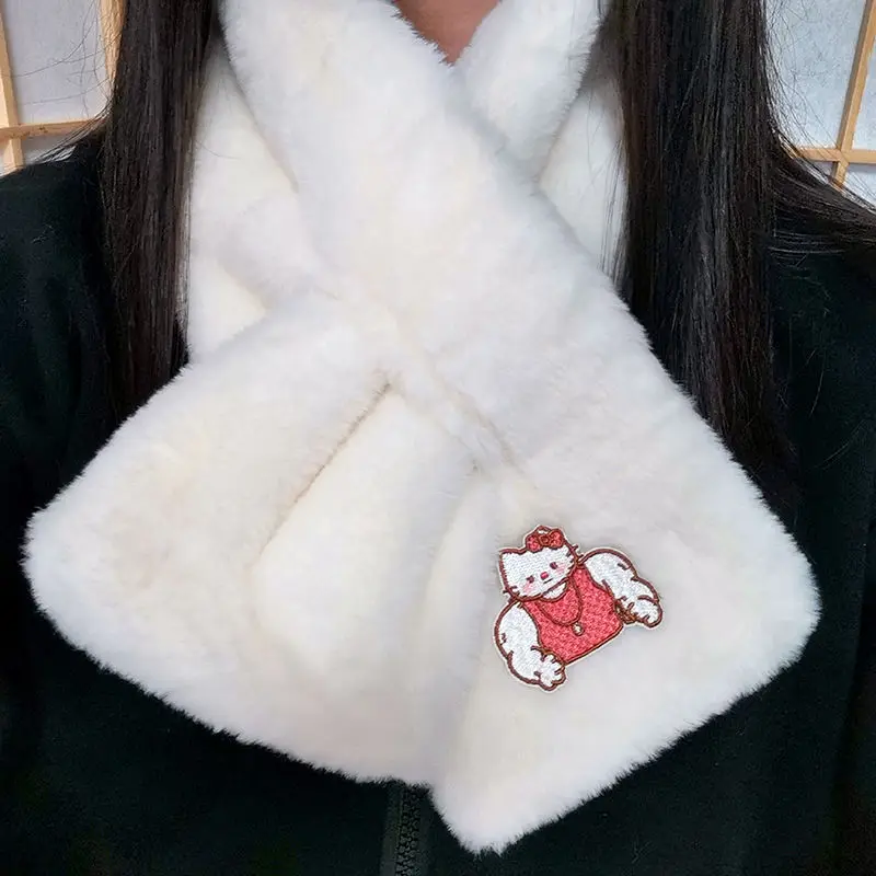 

Plush Scarf Hello Kittys Kawaii Kuromi Sanrios Cartoon Anime Warm Cold-Proof Plush Scarf Melody Student Warm Winter Holiday Gift
