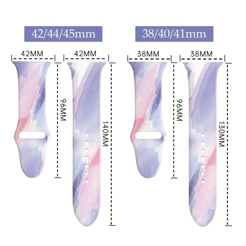 Printing Silicone Strap For Apple Watch Band 49mm 44mm 40 38mm 42 mm  Bracelet iWatch 8 7 6 SE 5 4 3 Ultra 41mm 45mm New Fashion