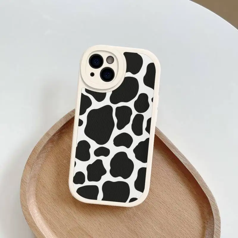 Black and white Dalmatian Cow zebra texture Phone Case Hard Leather For iPhone 14 13 12 Mini 11 14 Pro Max Xs X Xr 7 8 Plus