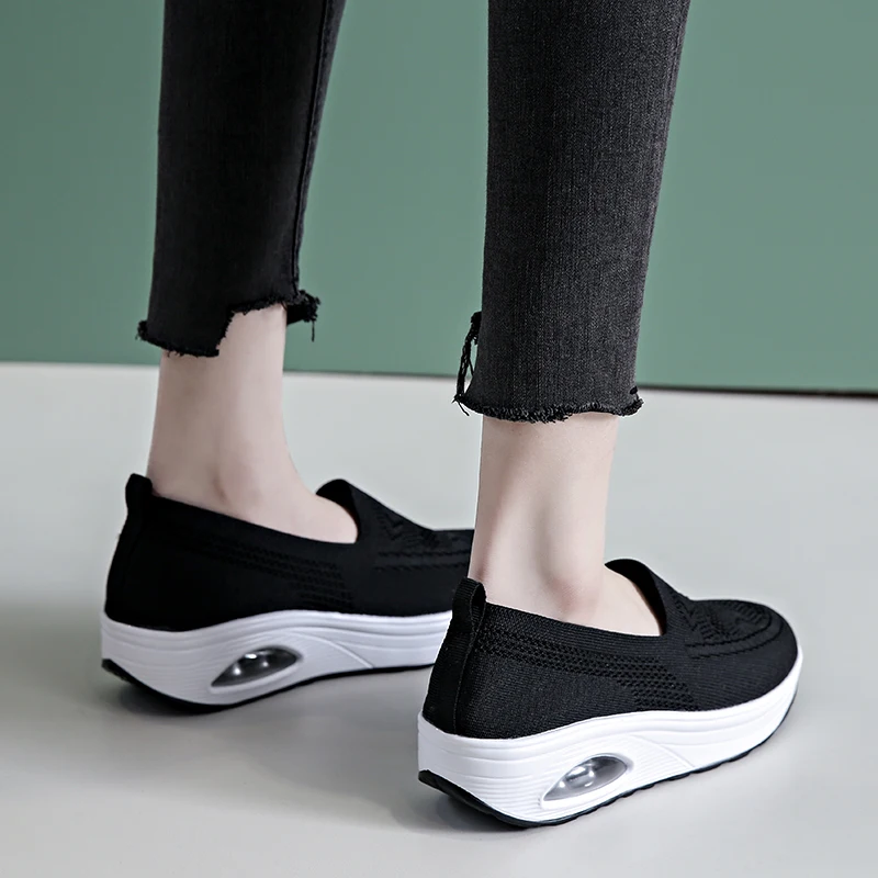 Summer 2023 Women Wedges Heeled Loafers Woman Breathable Flats Casual Shoes Luxury Ladies Female Slip-on Tenis Shoes Moccasins