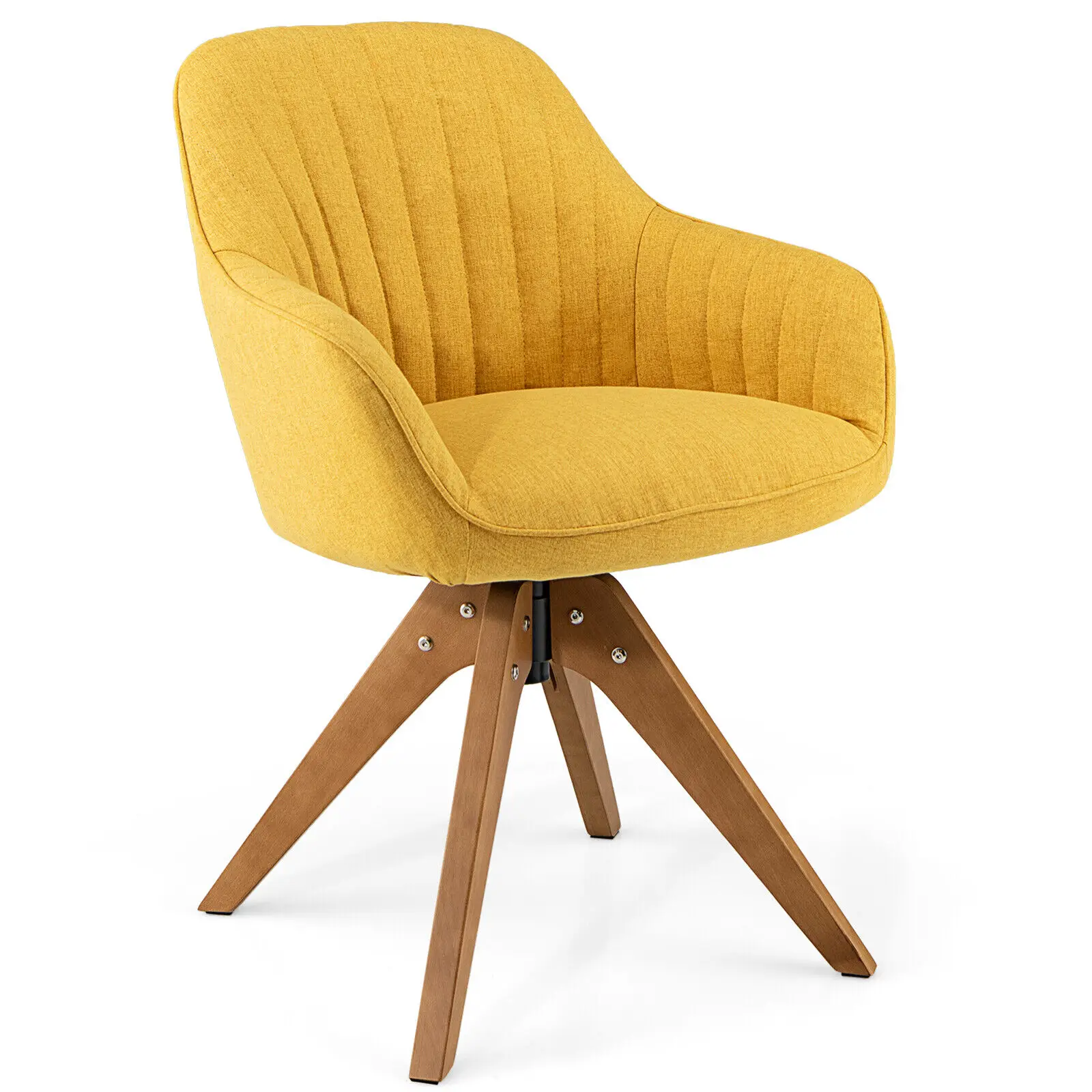 

Современное вращающееся на 360 ° кресло с отделкой из льняной ткани и желтого губчатого материала высокой плотности JV10360YW