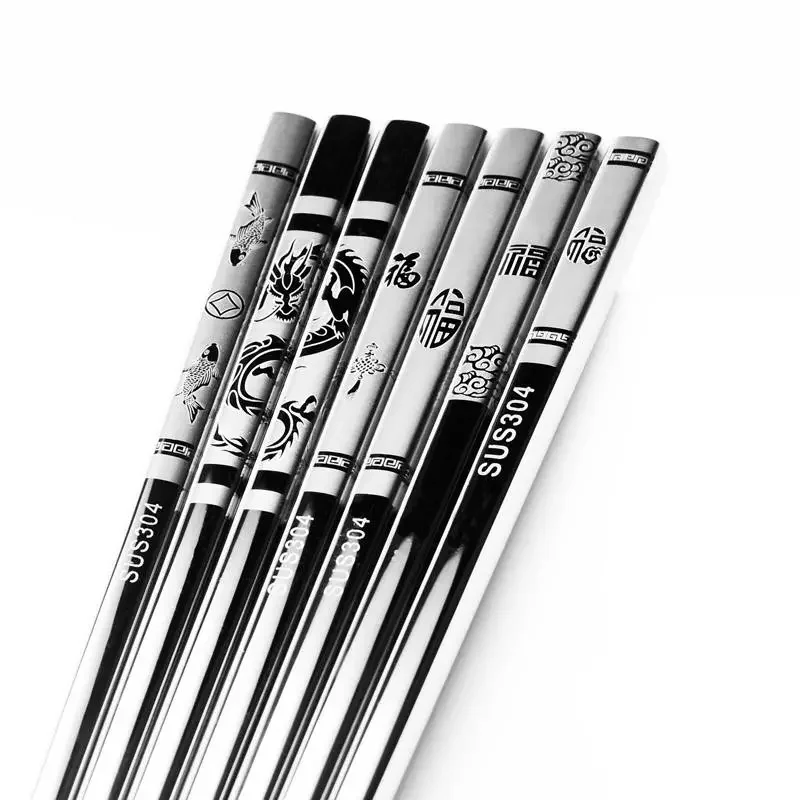 

2023New Tableware Sticks Chinese Non Slip Fishs Iron Chopsticks Sushi Anti Metal Alloy Dragon Skid Rice Stainless Food Gifts