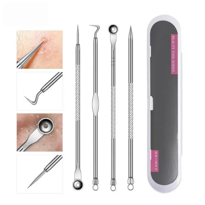 

NEW2023 Stainless Steel Blackhead Removal Kit Acne Blemish Pimple Extractor Remover Needles Cosmetic Face Cleaning Tool