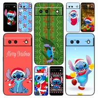 christmas gift stitch phone case for google pixel 7 6 pro 6a 5a 5 4 4a xl 5g black silicone tpu cover