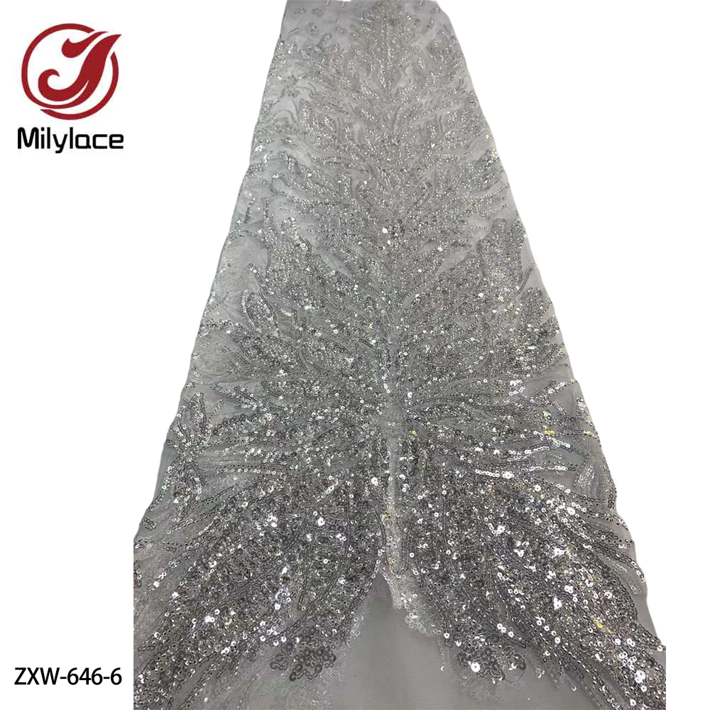 Ткань с блестками кружевная вышивкой для свадебного платья ZXW-646 - купить по