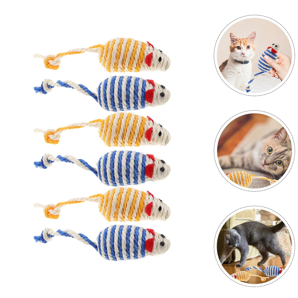 

6 Pcs Indoor Cats Toys Interactive Mice Two-color Catnip Mouse For Sisal Kittens