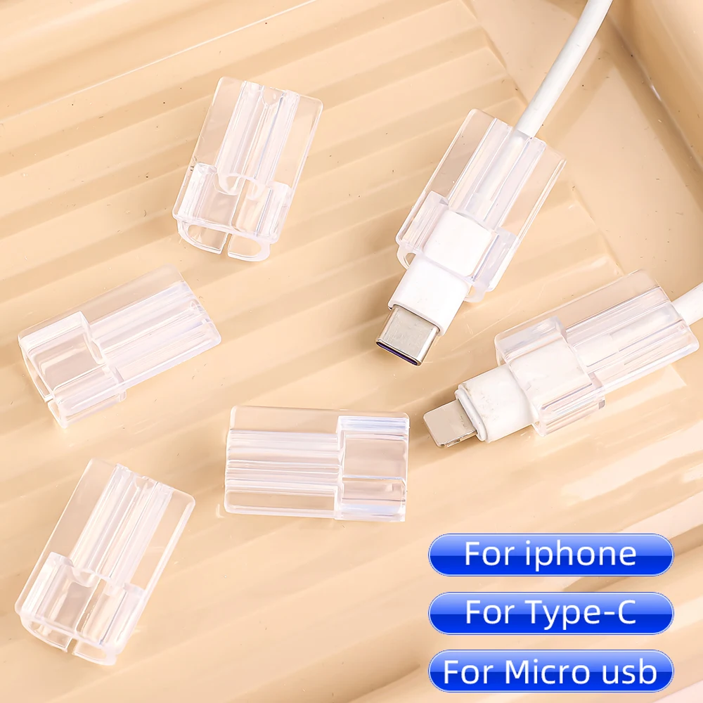 Универсальный зарядный кабель прозрачный чехол для Apple iPhone 14 Samsung Xiaomi зарядное устройство Шнур для передачи данных прозрачный защитный зажим