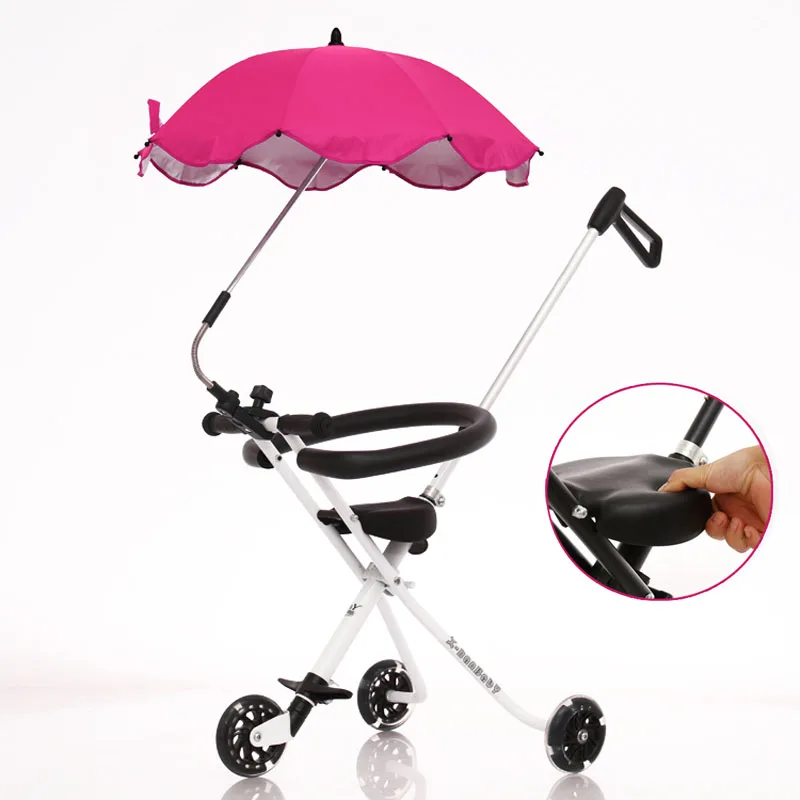 High Carbon Steel Frame Baby Stroller, Lightweight 2.8kg Cart With Widen Wheel, Folded Kids Tricycle Can Take On Plane
