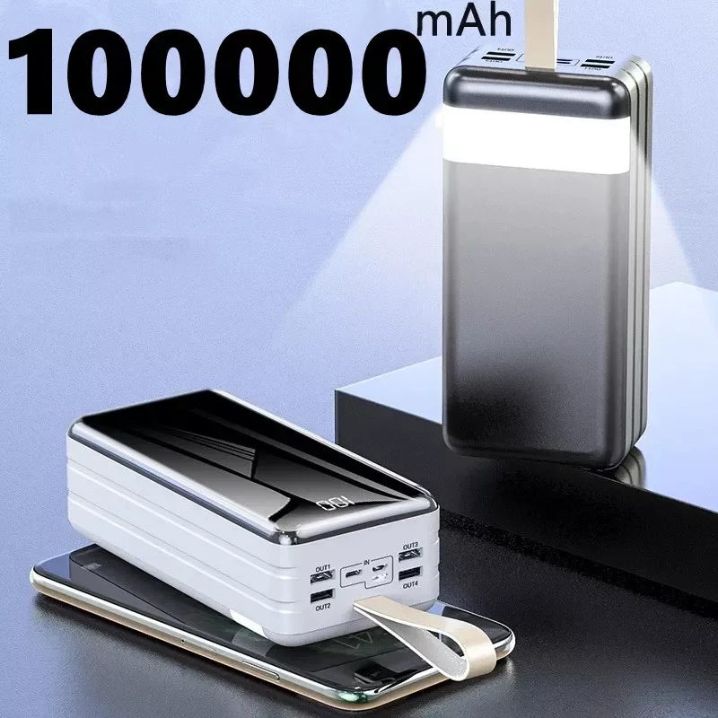 

2023NEW Power Bank 100000mAh Portable Charger 4 USB LED Poverbank External Battery Powerbank 100000 mAh For iPhone Xiaomi Samsun