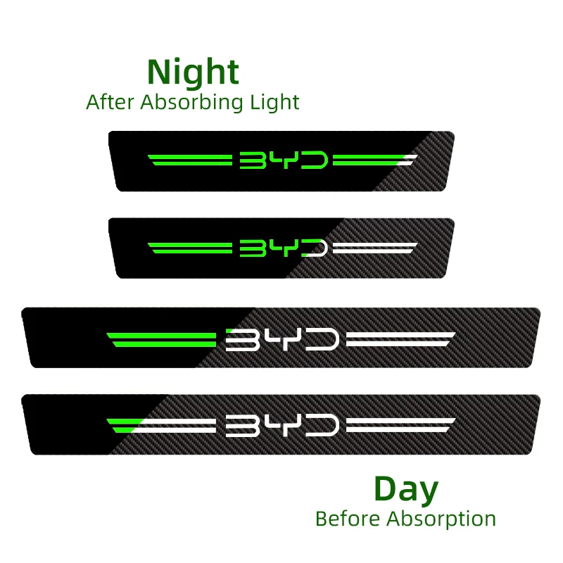 

Для BYD Seal Atto3 S2 S6 S7 Tang X Dream автомобильный порог из углеродного волокна, светящиеся защитные наклейки на порог багажника автомобиля