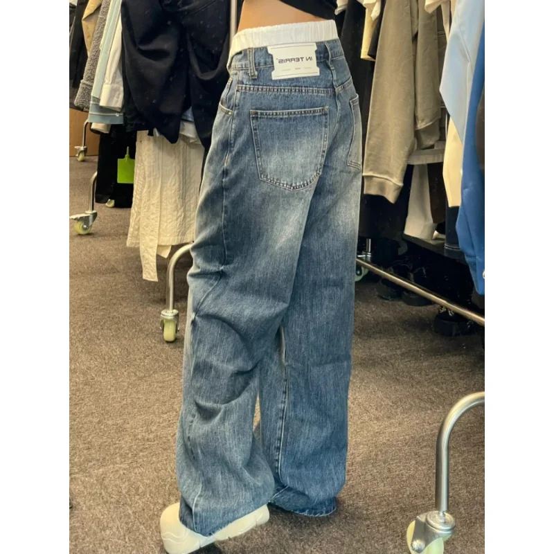 Jeans Women's New Wide Leg Vintage Loose Denim Pants Korean Fashion High Waist Jeans Loose Straight Casual Floor Towers