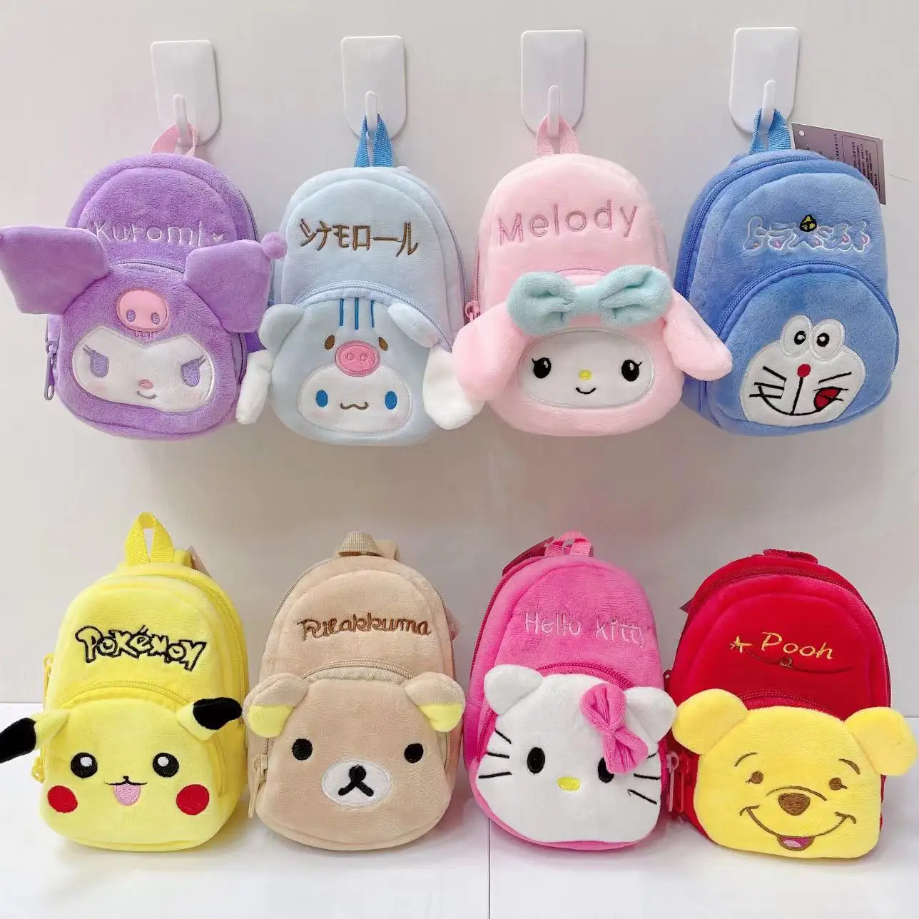 

Kawaii Sanrios Kuromi Hellokittys My Melody Cinnamoroll Poohbears Pikachu Pokonyan Plush Coin Purse Phone Backpack Plush Doll
