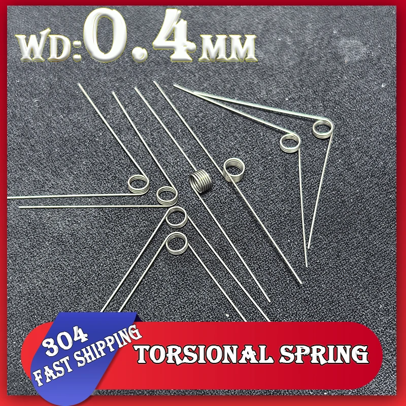 Диаметр проволоки 0,4 мм, нержавеющая сталь 304, маленькая торсионная пружина, 60/90/120/180 градусов, торсионная шпилька, пружина, V-образная настраиваемая