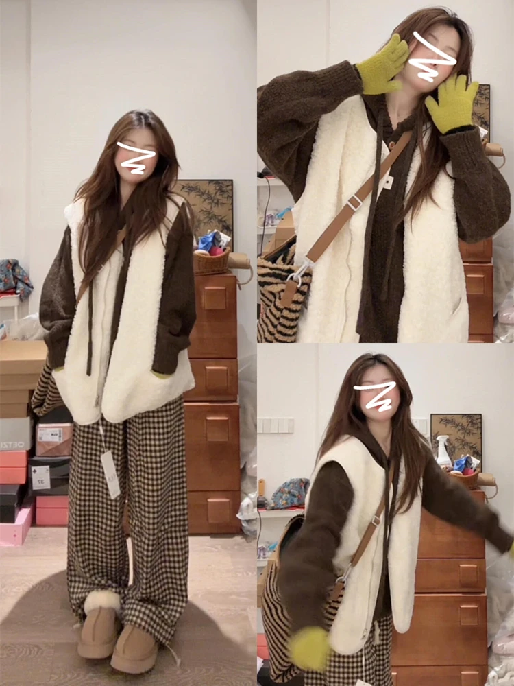 Свитер с капюшоном одинаковый комплект жилета для женщин новинка 2024