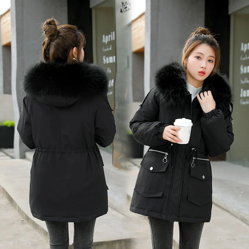 Cotton jacket women's medium length 2022 new winter parka cotton coat women Korean version loose thickened down cotton jackets
