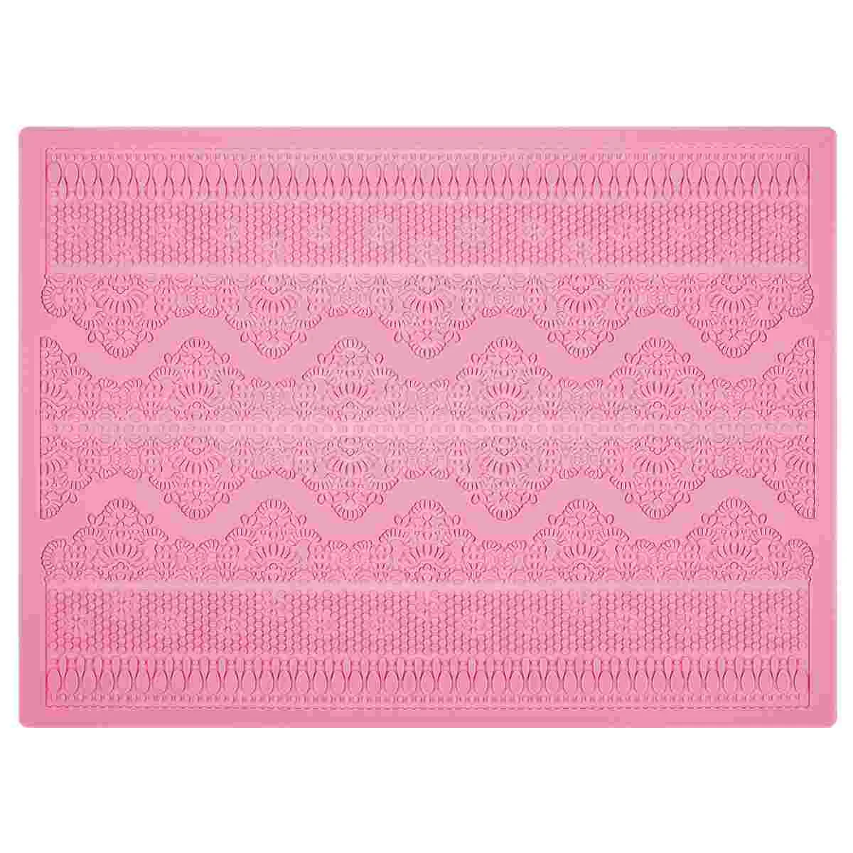 

BESTOMZ Cake Mold Silicone Embossing Cake Mat Textured Lace Silicone Cake Pad Mould (Pink)