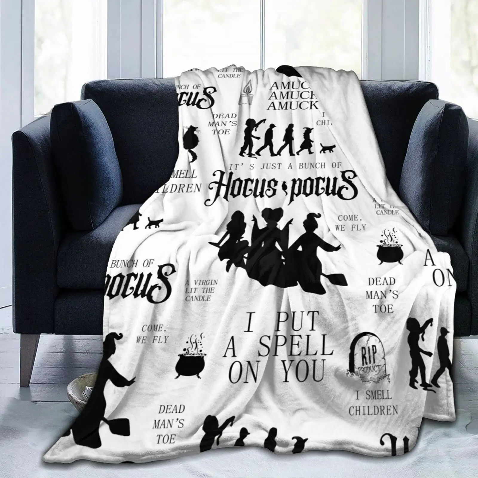 Hocus Pocus Blanket Halloween Throw Flannel Blankets Sanderson Sisters Soft Plush Blanket for Couch Sofa Bed Home Decor Gifts