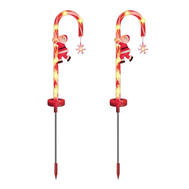 

R2LD Зимний праздник Солнечная конфета-светильник для пола Вставка для газона Рождественская скульптура Статуя украшение для 2