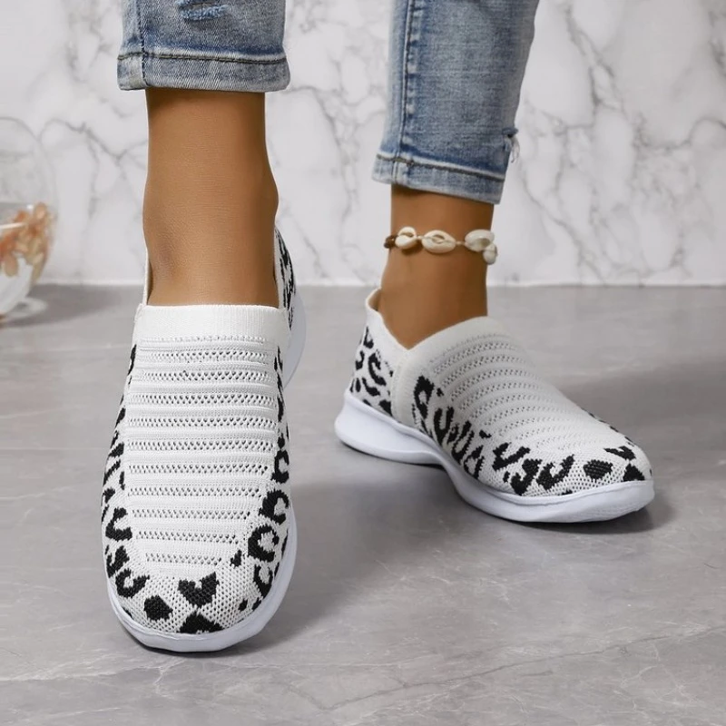 Женские Теннисные Кроссовки С Леопардовым Принтом Повседневная Обувь На Плоской