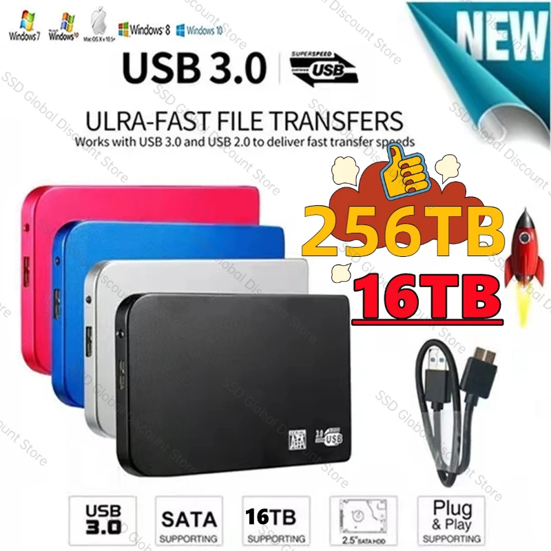 

Portable Original 500GB SSD High-speed External Solid State Hard Drive 16tb USB3.0 Interface HDD Mobile disco duro for Laptops