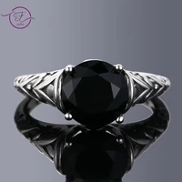 vintage design silver rings black zircon color purple stone ring for women fine jewelry bridal wedding engagement ring accessory