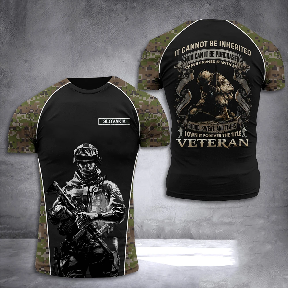 

Men's T-Shirt Slovakia Army Print Veteran Soldier Summer Street Fashion T-Shirt O Neck Short Sleeve Top Oversized Clothing Tee
