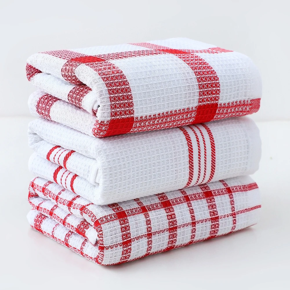 3 шт. клетчатые кухонные полотенца из полиэстера