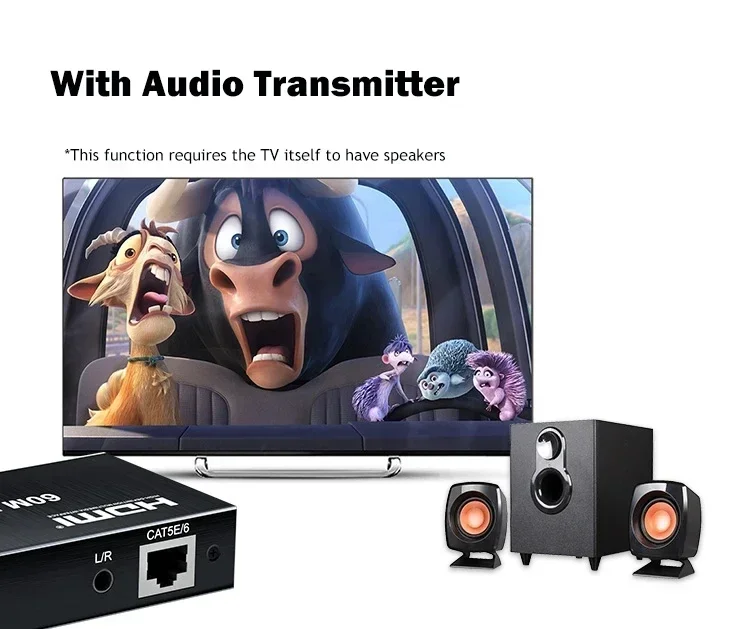 4K 50 м квм HDMI удлинитель через Ethernet Rj45 Cat5e/6 кабель USB с выходом Поддержка мыши