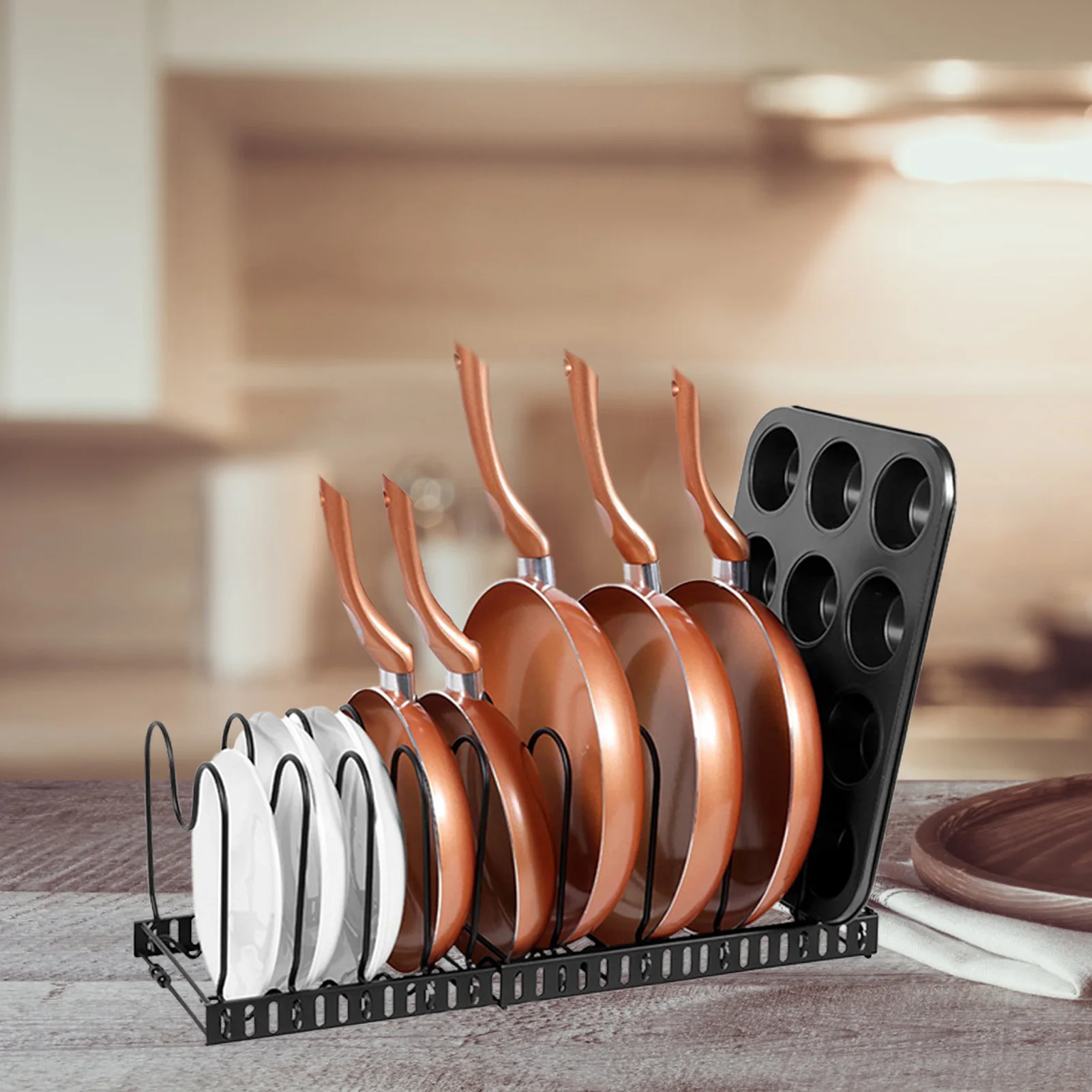 

Подставка для кастрюль, U-образный органайзер для кастрюль, 10 ячеек, кухонный держатель