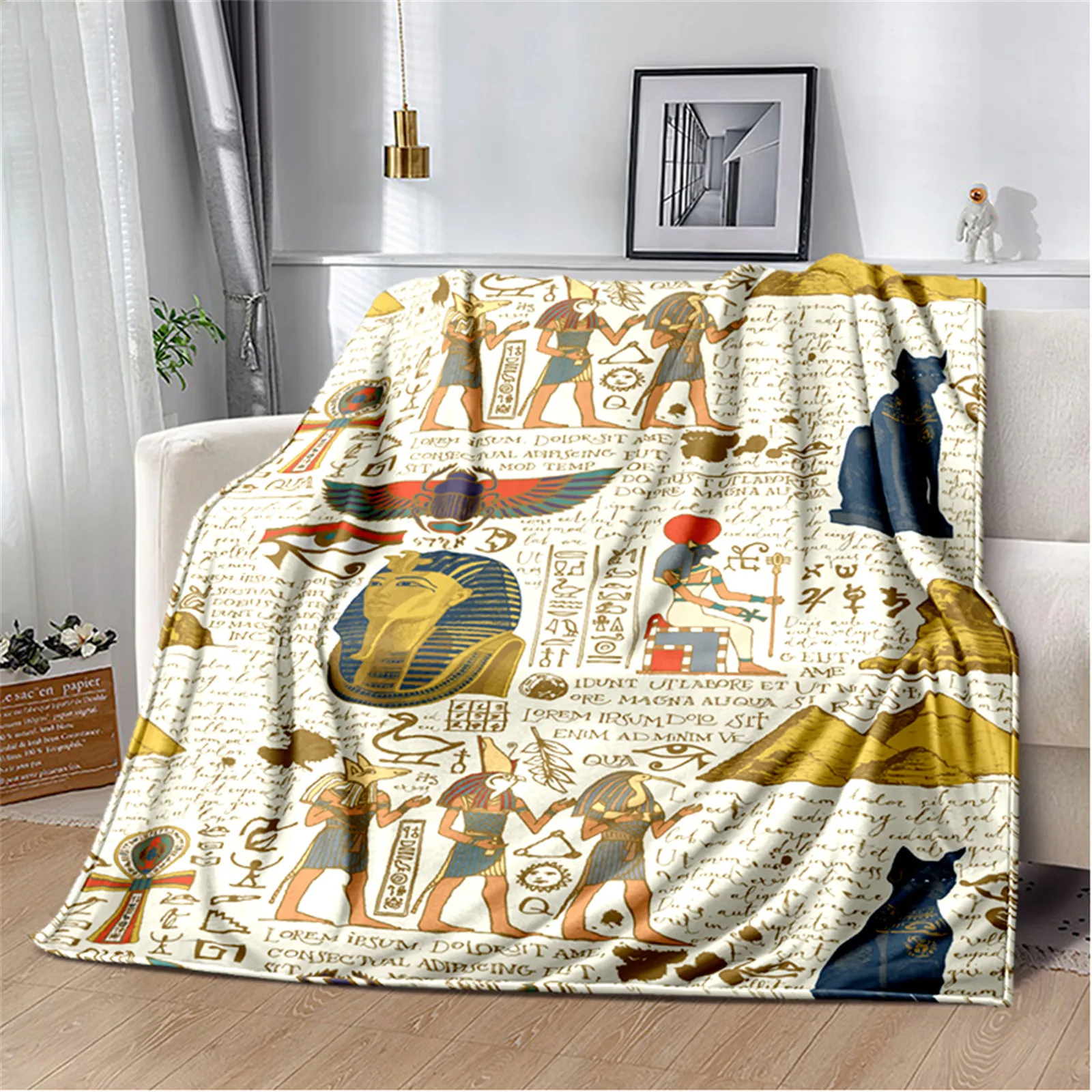 

KACISSTY Ancient Egypt Blanket 22 Pattern Designs Mysterious Symbol Scarab Throw Blankets Flannel Office Nap Quilts Dropshipping