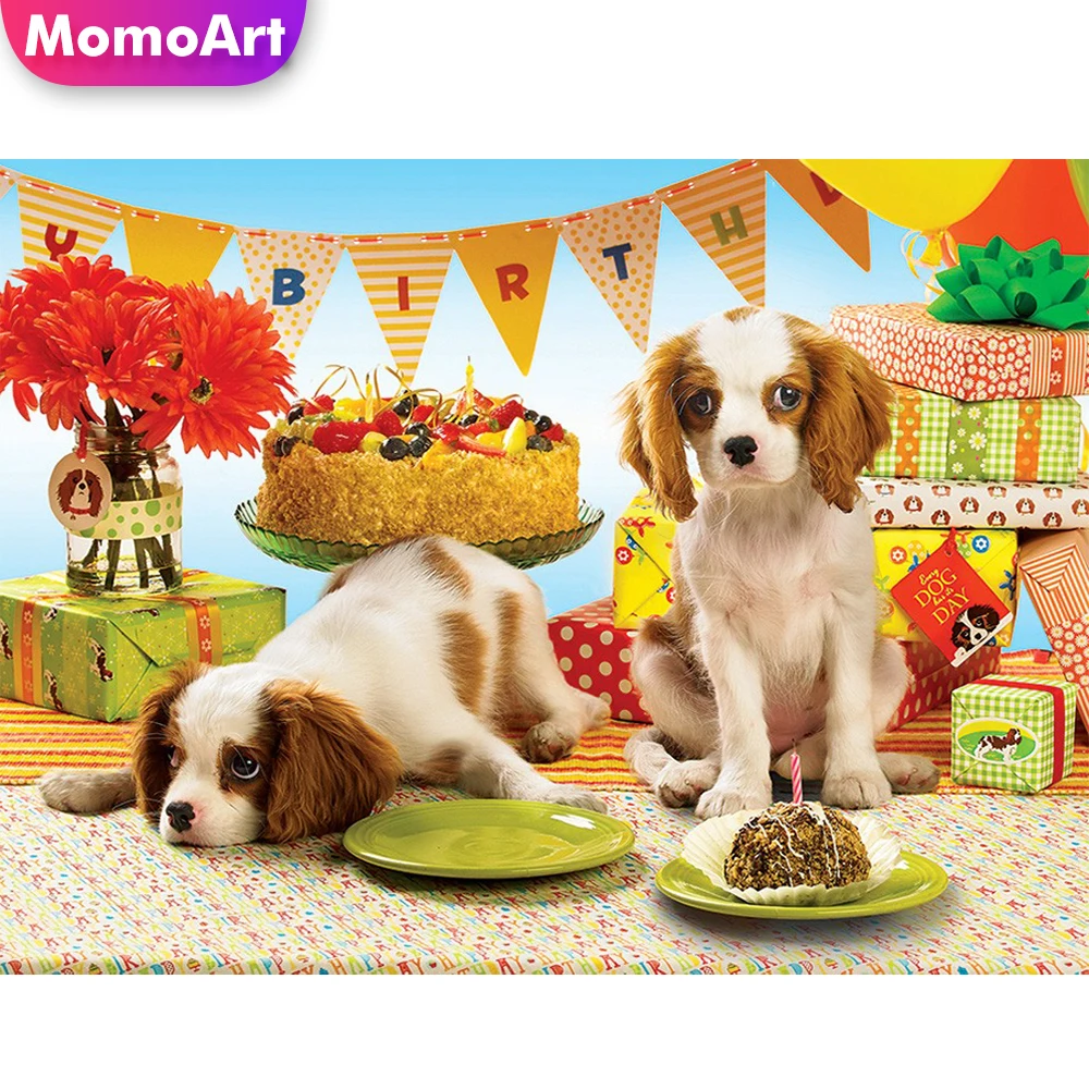 

Набор для вышивки крестиком MomoArt, картина из квадратных страз с изображением собаки, 5D Алмазная мозаика с изображением животных, домашнее ис...