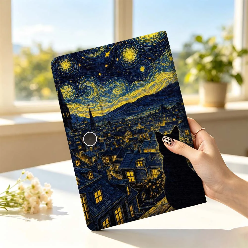 Фото Чехол для планшета Cat Starry Night для OPPO VIVO IQOO OnePlus Realme Pad 3 Pro 13 12.1 11.61 11.4 10.36 11 дюймов, мягкий №1
