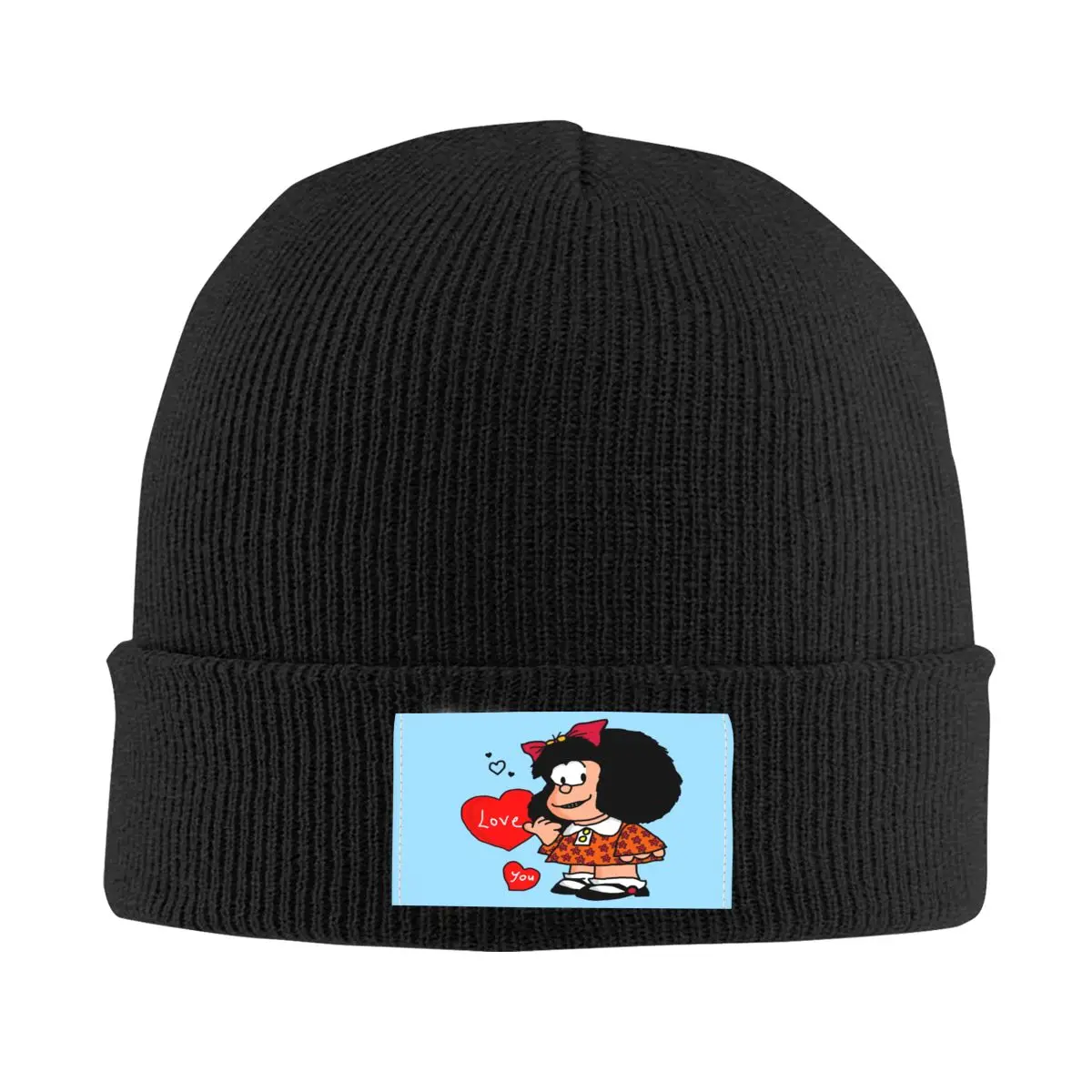 

Шапка Mafalda Love You, шапки, уличная вязаная шапка для мужчин и женщин, зимние теплые Мультяшные комиксные шапочки Quino, облегающие шапки