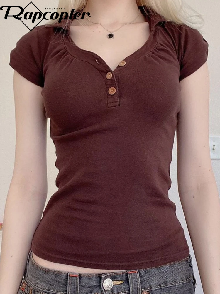 

Топ женский укороченный на пуговицах с отложным воротником и коротким рукавом