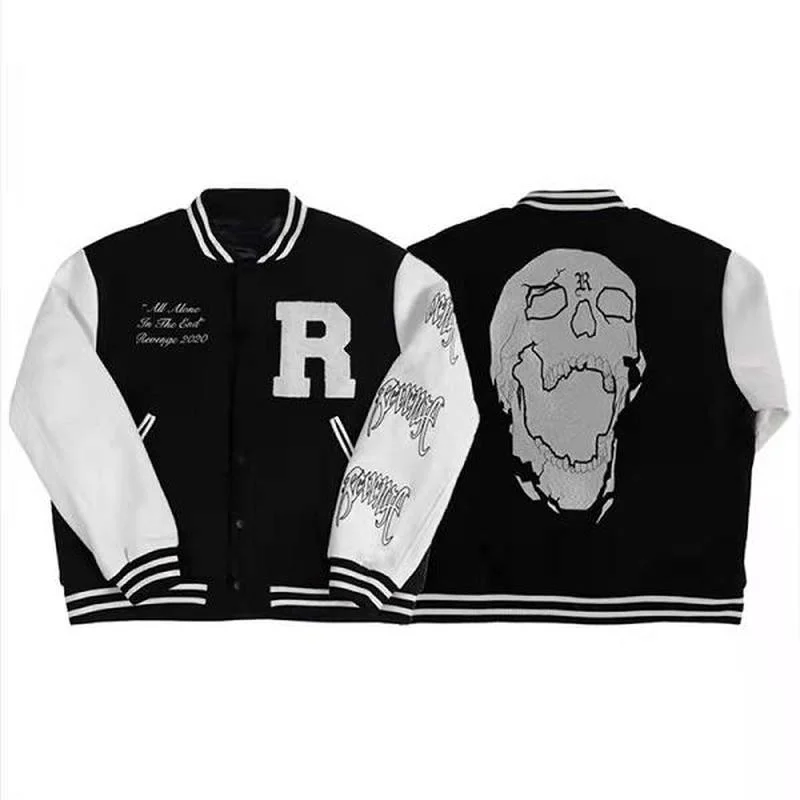 

22SS Classic Skull Print Logo Embroidery 100% Cotton EU Size Revenge Jackets Men Women Fashion Autumn Winter Techwear
